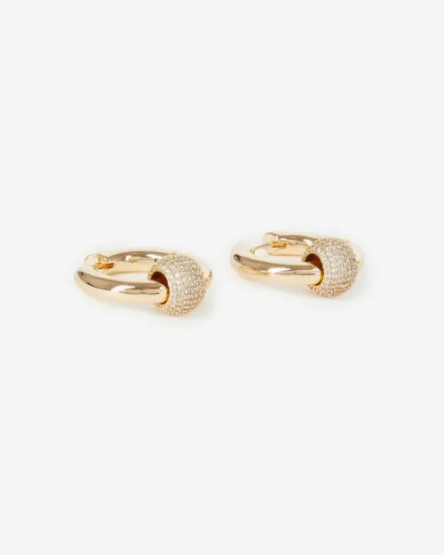 Women Jewelry The Kooples Gold And Rhinestone Creole Earring Gold