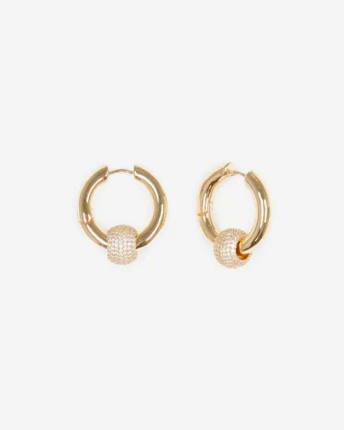 Women Jewelry The Kooples Gold And Rhinestone Creole Earring Gold