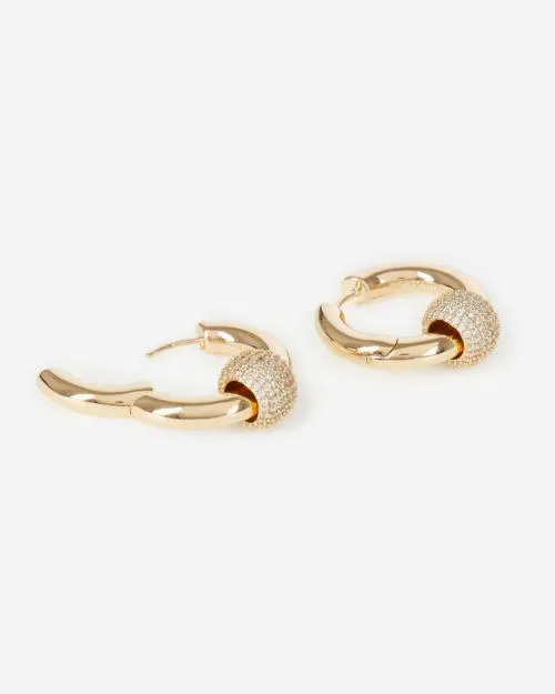 Women Jewelry The Kooples Gold And Rhinestone Creole Earring Gold