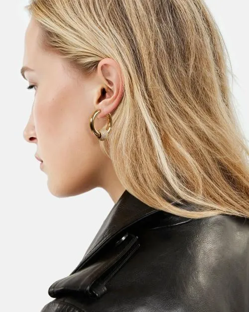 Women Jewelry The Kooples Gold And Rhinestone Creole Earring Gold