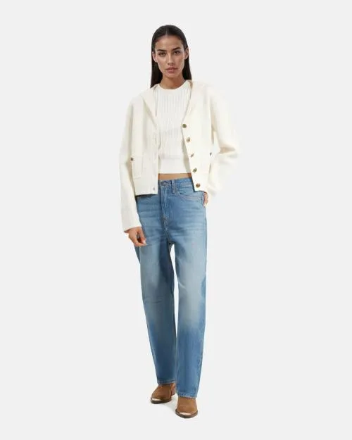 Women Jumpers and Cardigans The Kooples Ecru Cotton And Wool Cardigan Ecru