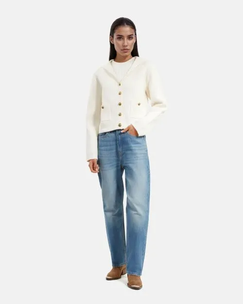 Women Jumpers and Cardigans The Kooples Ecru Cotton And Wool Cardigan Ecru