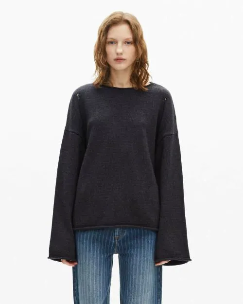 Women Jumpers and Cardigans The Kooples Gray Merino Wool Sweater Dark Grey