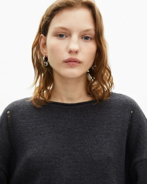 Women Jumpers and Cardigans The Kooples Gray Merino Wool Sweater Dark Grey