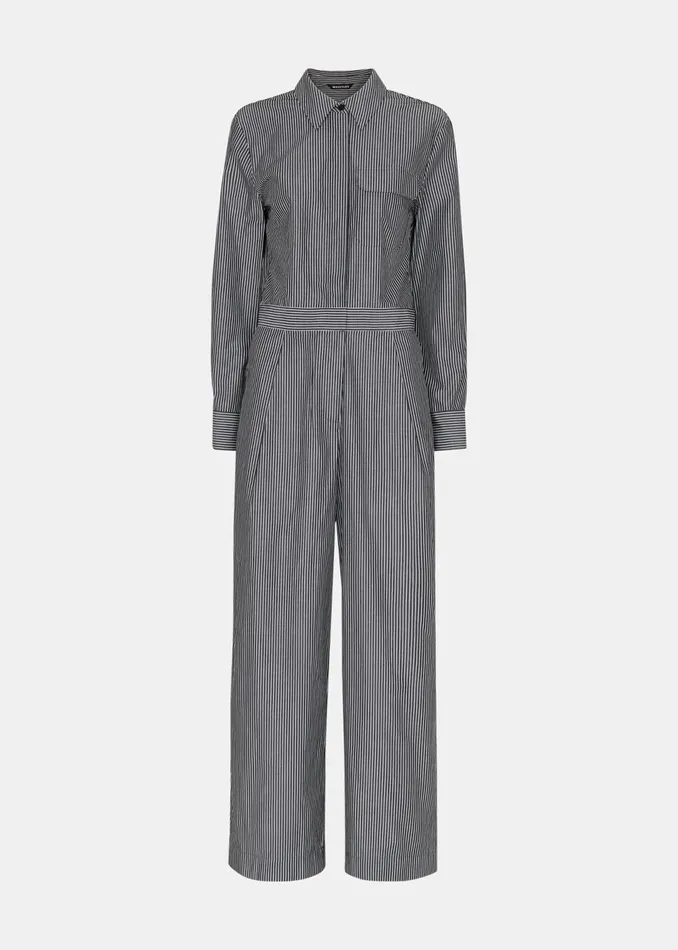 Women Jumpsuits Whistles Black Julia Stripe Boilersuit