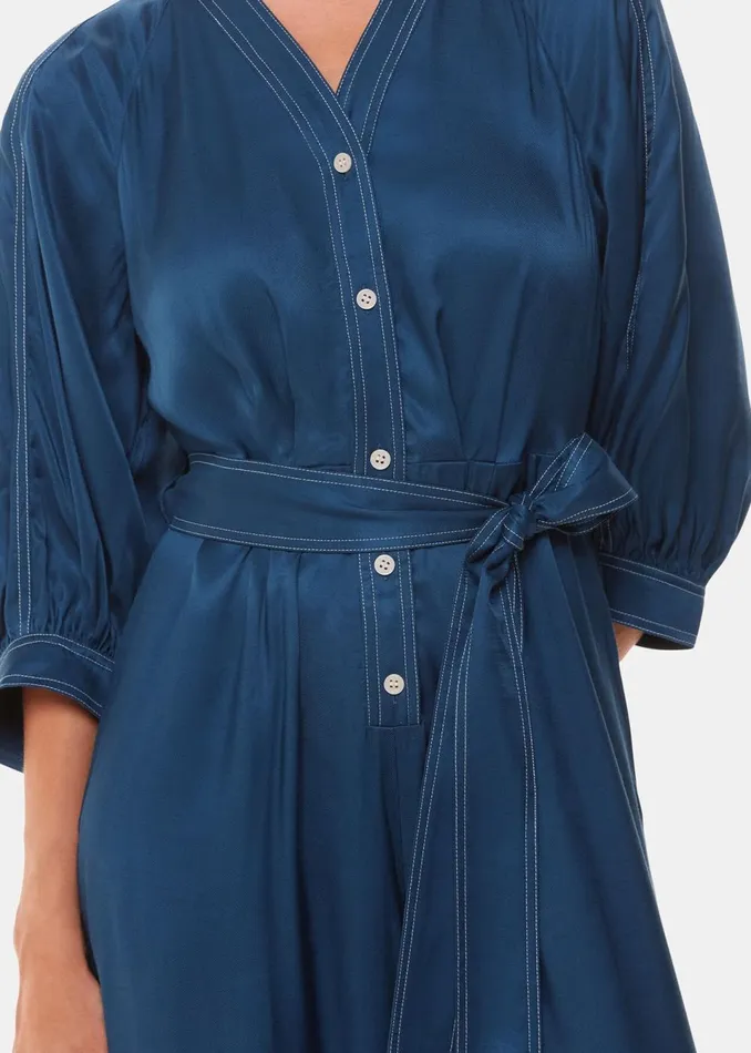 Women Jumpsuits Whistles Blue Mabel Topstitch Jumpsuit