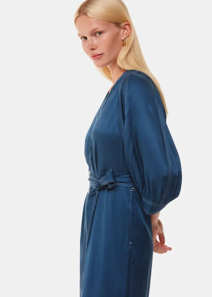 Women Jumpsuits Whistles Blue Mabel Topstitch Jumpsuit