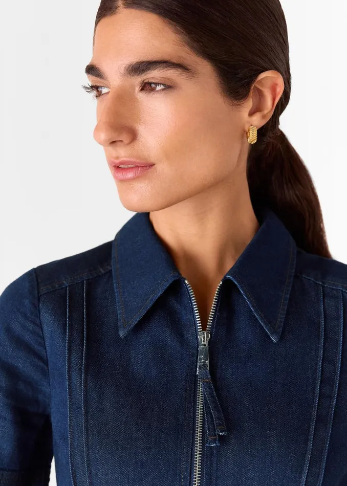 Women Jumpsuits Whistles Denim Denim Pintuck Belted Jumpsuit