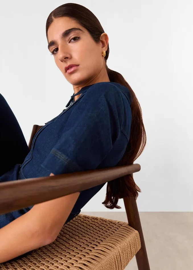 Women Jumpsuits Whistles Denim Denim Pintuck Belted Jumpsuit