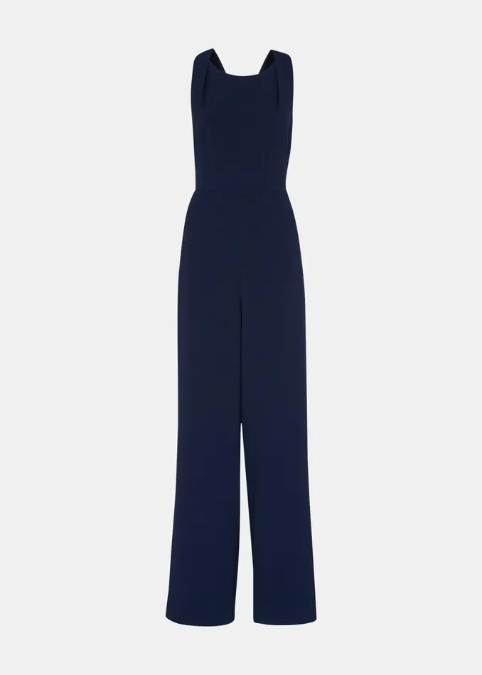 Women Jumpsuits Whistles Navy Tie Back Maxi Jumpsuit