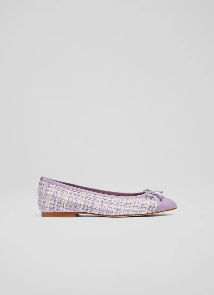Women Kara Lilac Tweed And Leather Toe Cap Ballet Pumps Amethyst LKBennett Flats Women Kara Lilac Tweed And Leather Toe Cap Ballet Pumps Amethyst LKBennett Flats