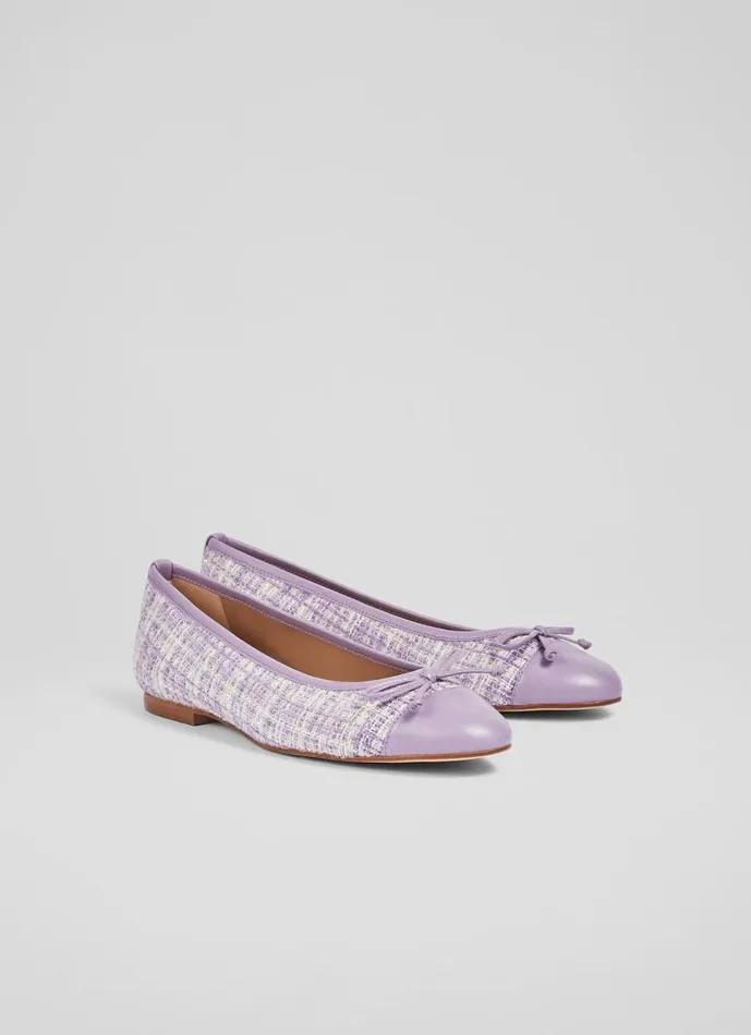 Women Kara Lilac Tweed And Leather Toe Cap Ballet Pumps Amethyst LKBennett Flats Women Kara Lilac Tweed And Leather Toe Cap Ballet Pumps Amethyst LKBennett Flats