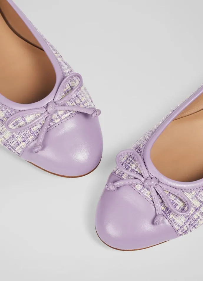 Women Kara Lilac Tweed And Leather Toe Cap Ballet Pumps Amethyst LKBennett Flats Women Kara Lilac Tweed And Leather Toe Cap Ballet Pumps Amethyst LKBennett Flats
