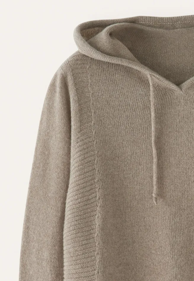 Women Knitted Hoodie Soft Taupe Poetry Fashion Sweaters