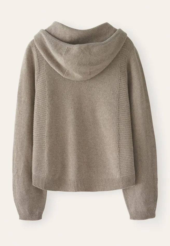 Women Knitted Hoodie Soft Taupe Poetry Fashion Sweaters