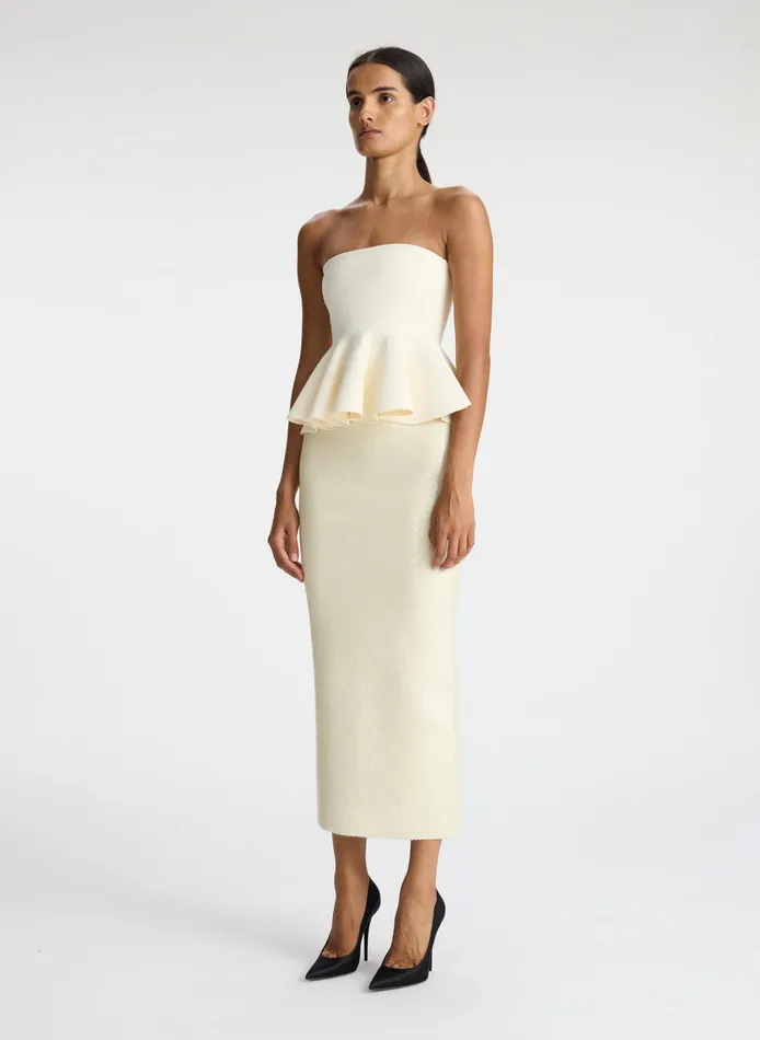Women Knitwear ALC Eliza Peplum Knit Top Powder Yellow