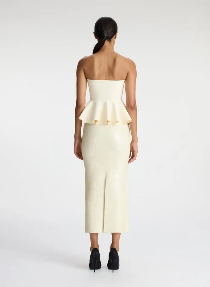 Women Knitwear ALC Eliza Peplum Knit Top Powder Yellow