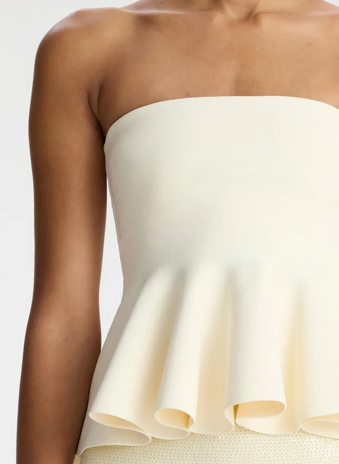 Women Knitwear ALC Eliza Peplum Knit Top Powder Yellow
