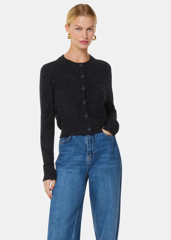 Women Knitwear and Cashmere Whistles Black Annie Sparkle Cardigan