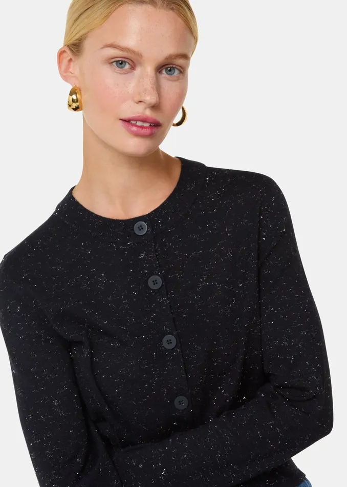 Women Knitwear and Cashmere Whistles Black Annie Sparkle Cardigan