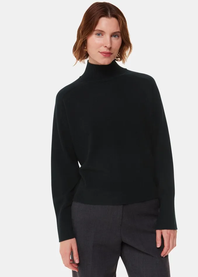 Women Knitwear and Cashmere Whistles Black Cashmere Funnel Neck