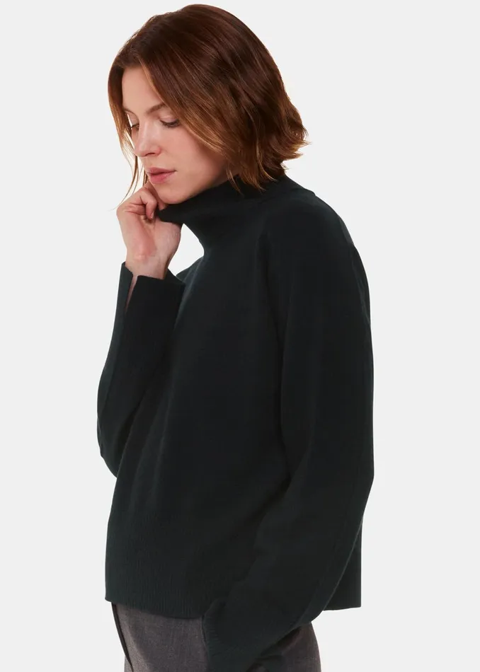 Women Knitwear and Cashmere Whistles Black Cashmere Funnel Neck