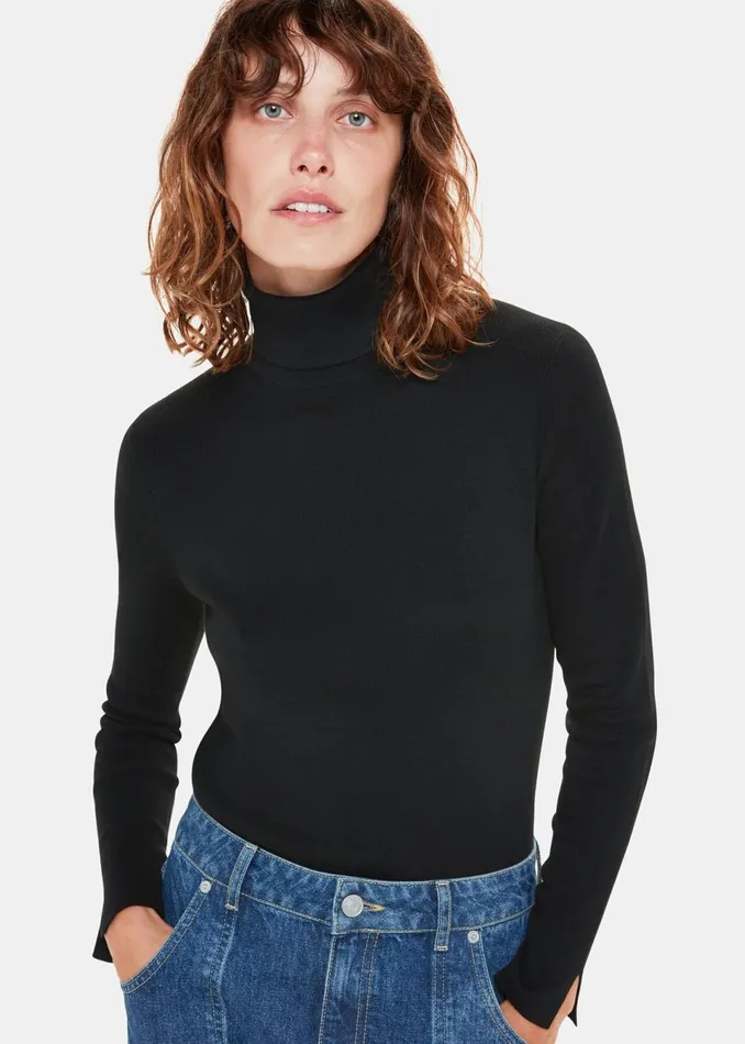 Women Knitwear and Cashmere Whistles Black Maja Knitted Polo Neck Knit