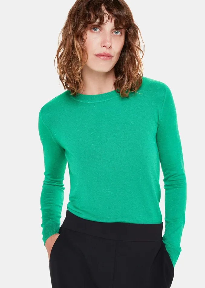 Women Knitwear and Cashmere Whistles Green Annie Sparkle Crew Neck