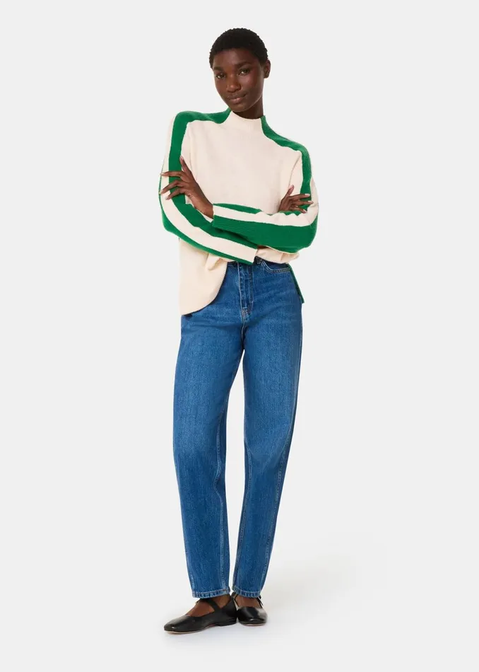 Women Knitwear and Cashmere Whistles Green Colourblock Wool Mix Knit