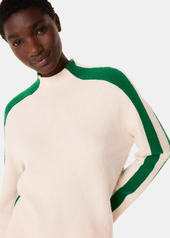 Women Knitwear and Cashmere Whistles Green Colourblock Wool Mix Knit