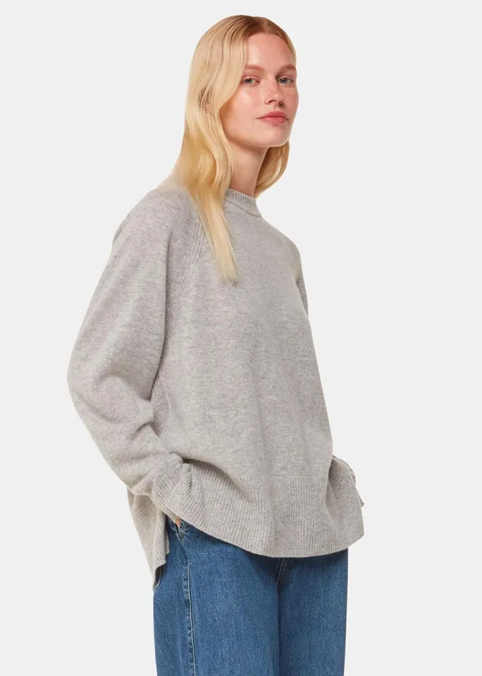 Women Knitwear and Cashmere Whistles Grey Marl Ultimate Cashmere Crew Neck