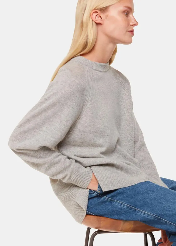 Women Knitwear and Cashmere Whistles Grey Marl Ultimate Cashmere Crew Neck