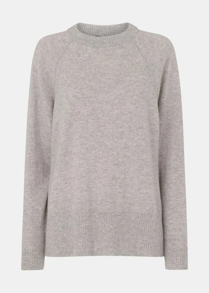 Women Knitwear and Cashmere Whistles Grey Marl Ultimate Cashmere Crew Neck