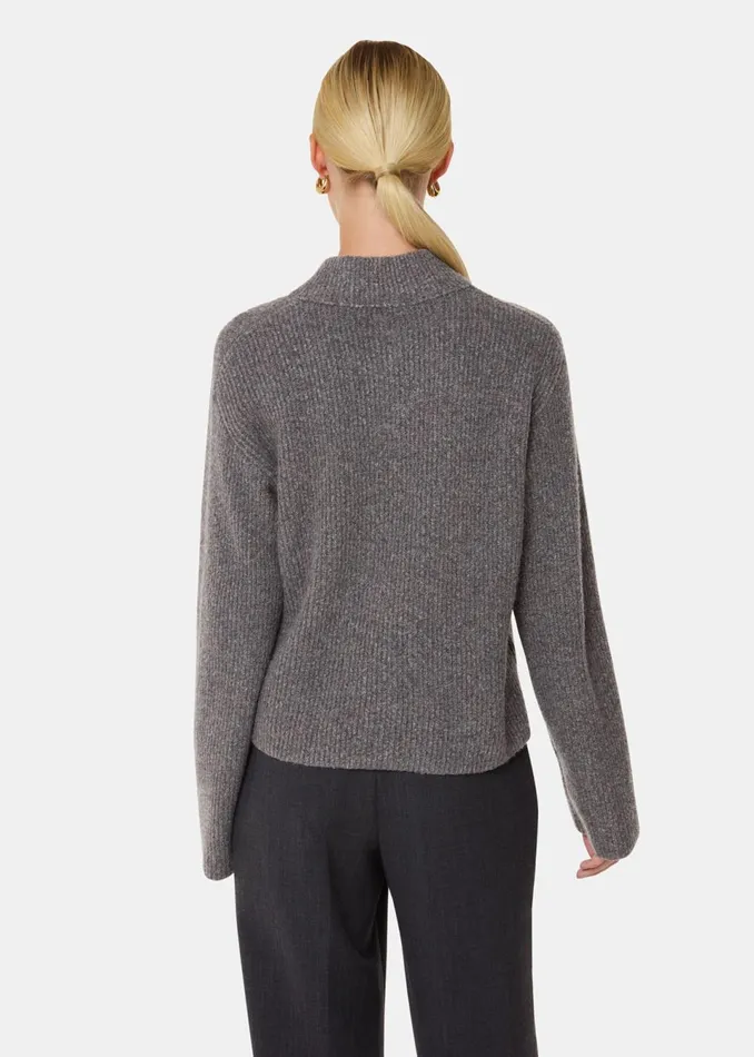 Women Knitwear and Cashmere Whistles Grey V Neck Wool Mix Knit
