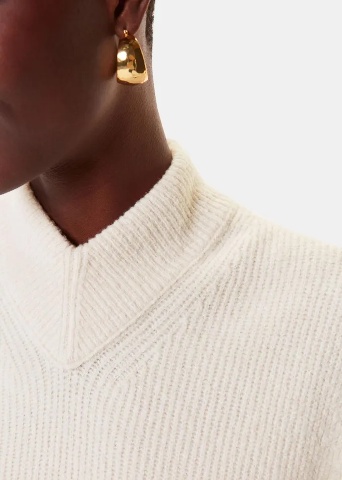 Women Knitwear and Cashmere Whistles Ivory High V Neck Wool Mix Tank