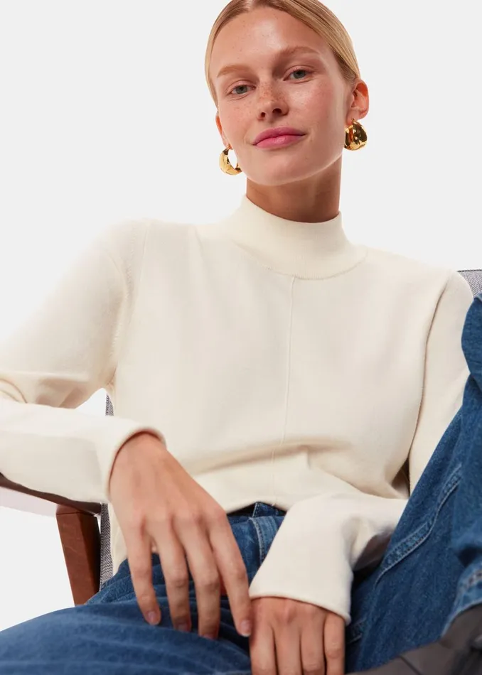 Women Knitwear and Cashmere Whistles Ivory Mira Funnel Neck Knit