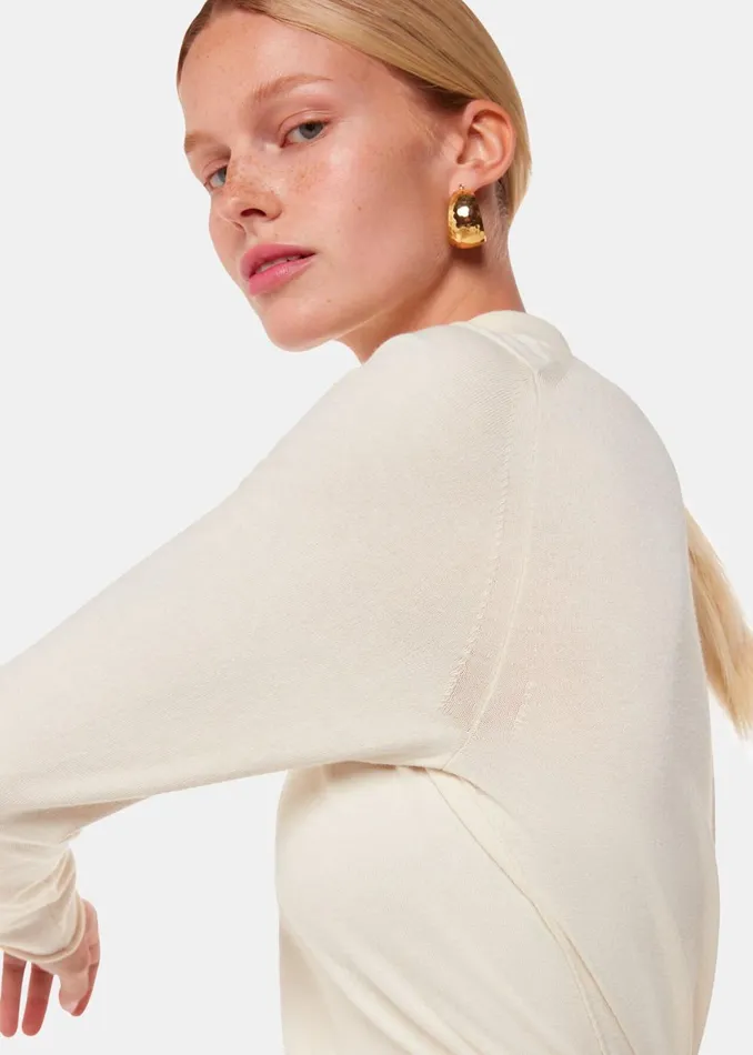 Women Knitwear and Cashmere Whistles Ivory Mira Funnel Neck Knit
