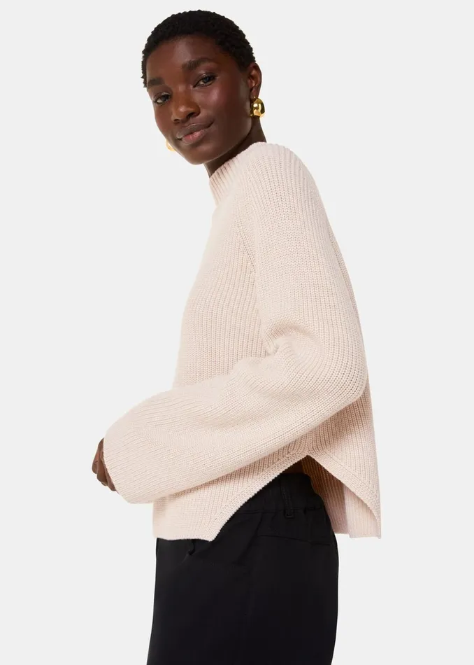 Women Knitwear and Cashmere Whistles Ivory Wool Mix Side Detail Knit