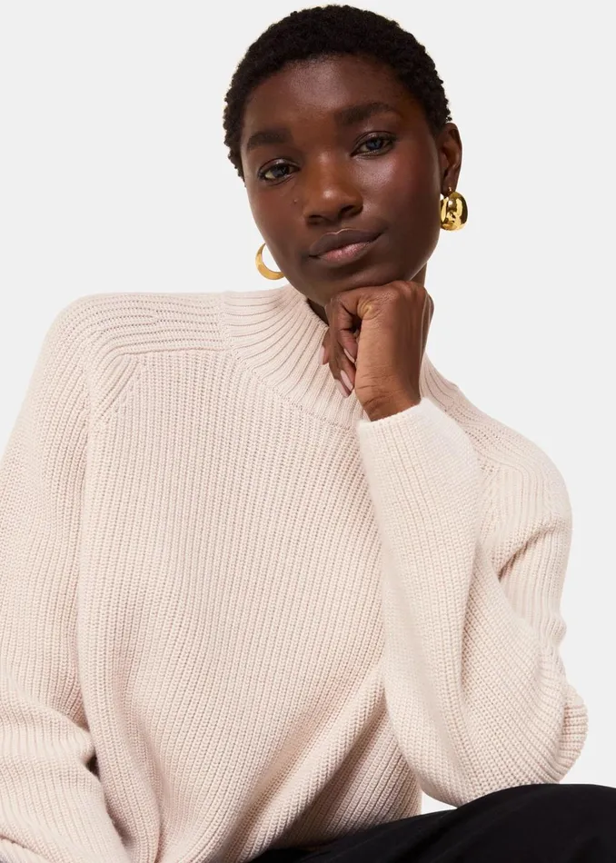 Women Knitwear and Cashmere Whistles Ivory Wool Mix Side Detail Knit