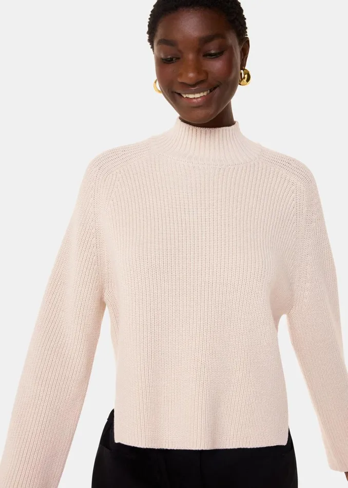 Women Knitwear and Cashmere Whistles Ivory Wool Mix Side Detail Knit