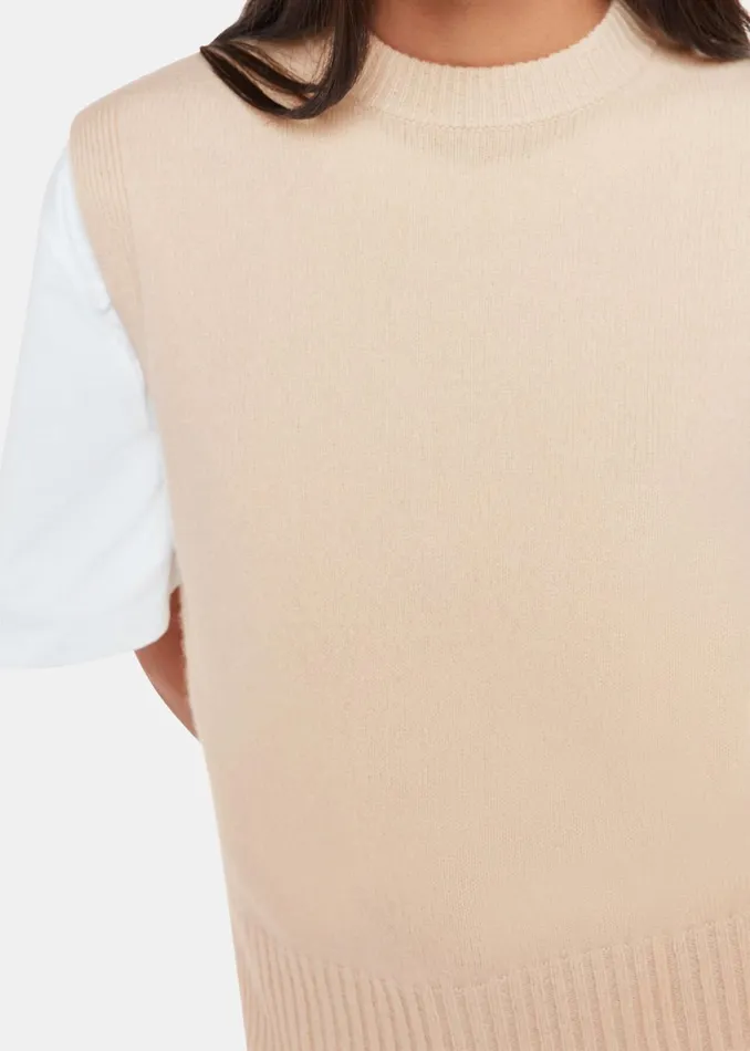 Women Knitwear and Cashmere Whistles Ivory Wool Sleeveless Sweater Vest