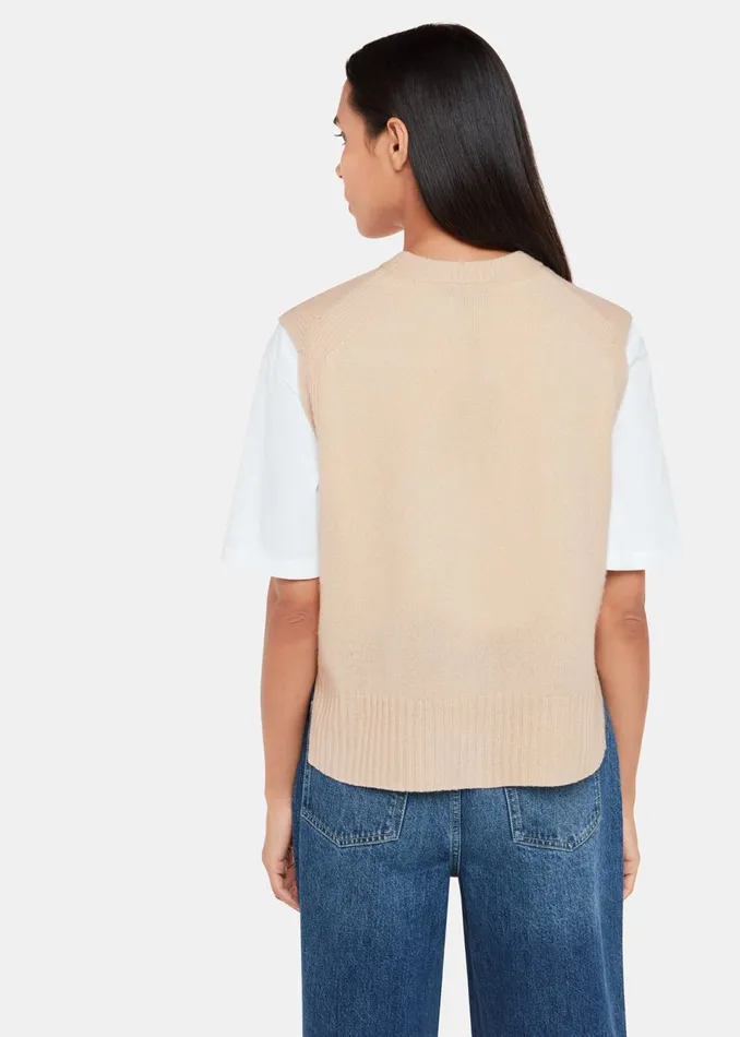 Women Knitwear and Cashmere Whistles Ivory Wool Sleeveless Sweater Vest