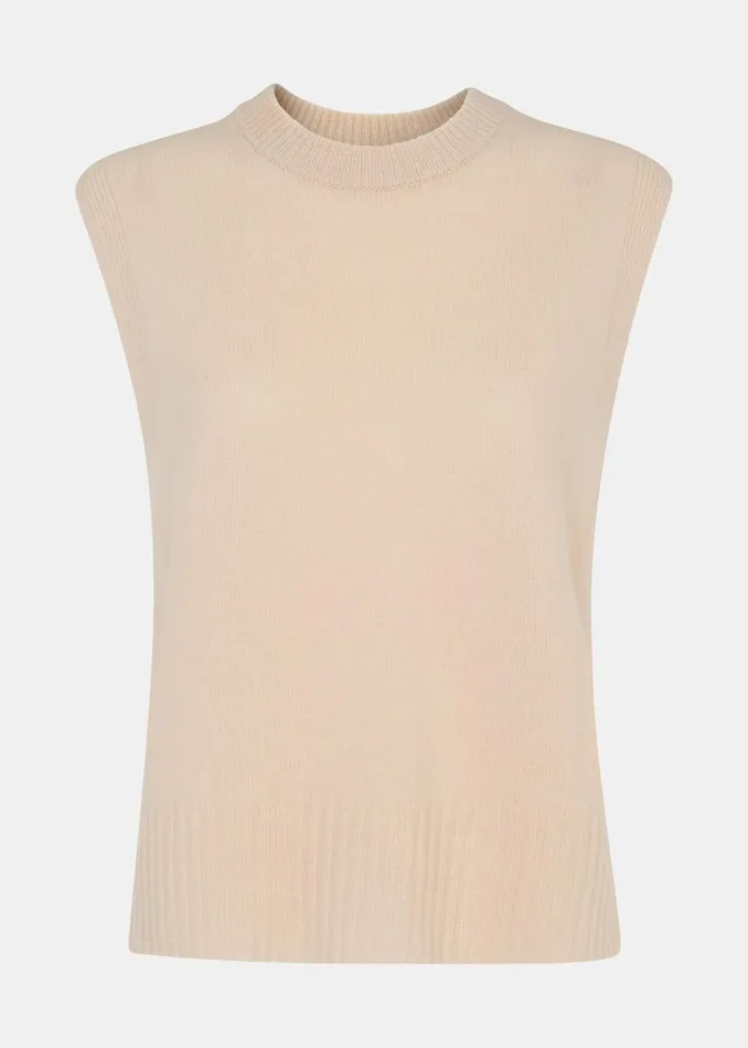 Women Knitwear and Cashmere Whistles Ivory Wool Sleeveless Sweater Vest
