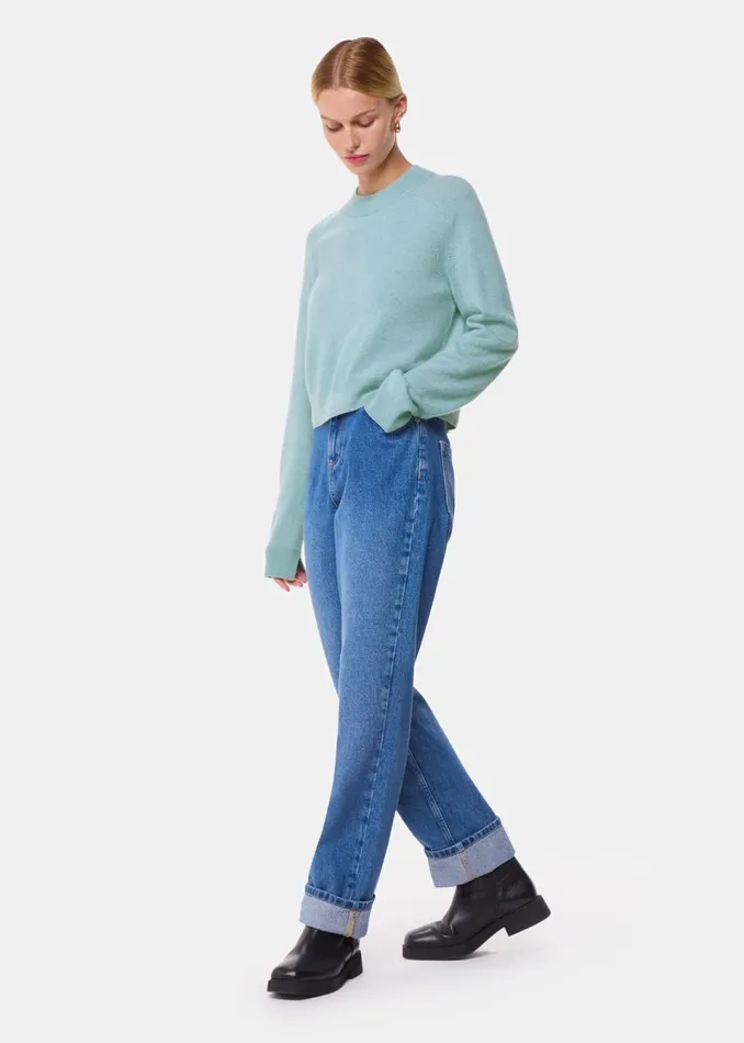 Women Knitwear and Cashmere Whistles Pale Blue Cashmere Crop Crew