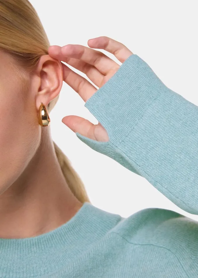 Women Knitwear and Cashmere Whistles Pale Blue Cashmere Crop Crew