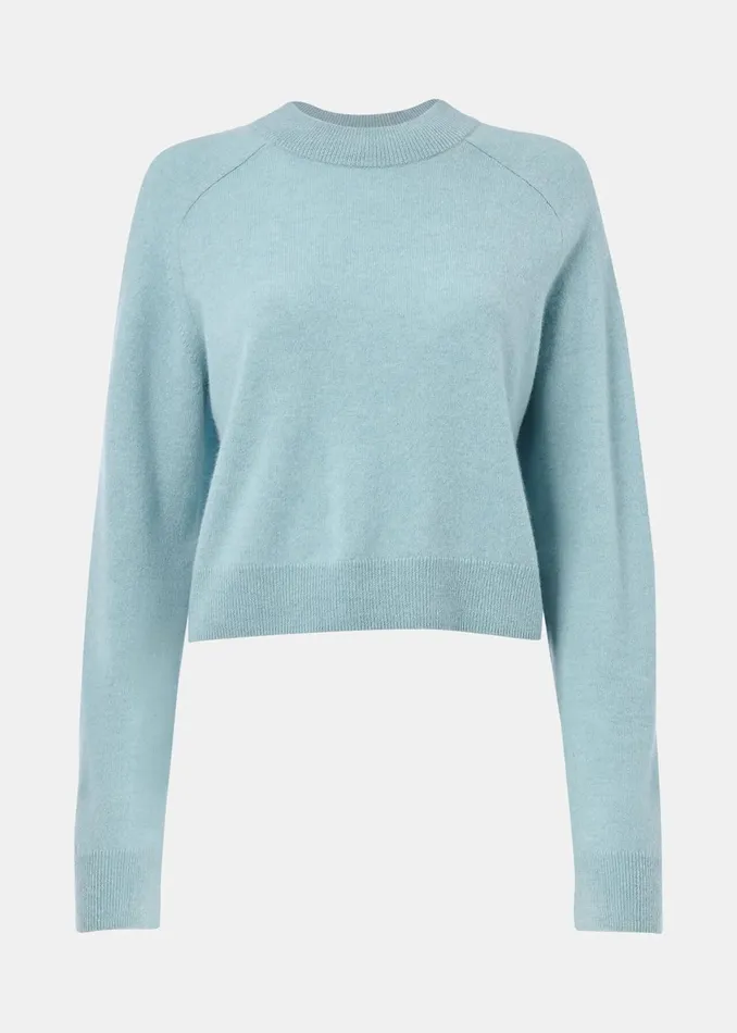 Women Knitwear and Cashmere Whistles Pale Blue Cashmere Crop Crew