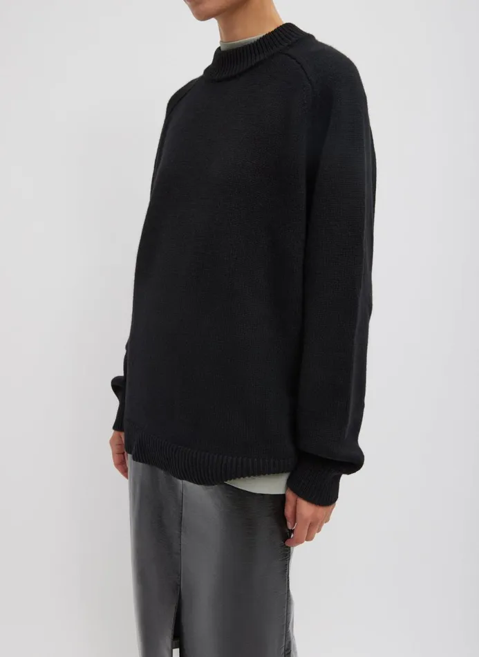 Women Knitwear and Sweatshirts Tibi Cashmere Sweater Crewneck Oversized Sculpted Pullover Black Women Knitwear and Sweatshirts Tibi Cashmere Sweater Crewneck Oversized Sculpted Pullover Black
