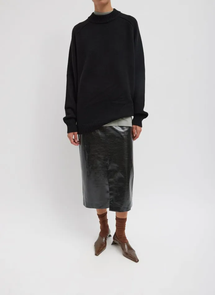Women Knitwear and Sweatshirts Tibi Cashmere Sweater Crewneck Oversized Sculpted Pullover Black