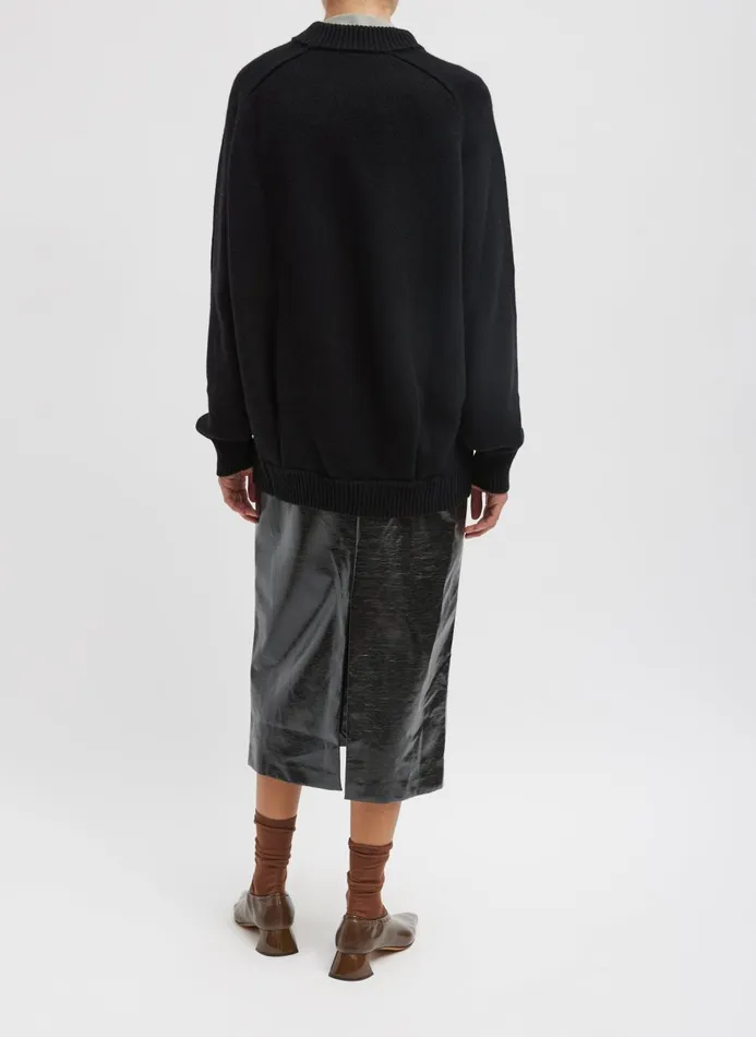 Women Knitwear and Sweatshirts Tibi Cashmere Sweater Crewneck Oversized Sculpted Pullover Black