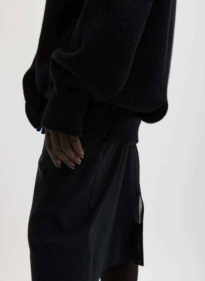 Women Knitwear and Sweatshirts Tibi Cashmere Sweater Crewneck Oversized Sculpted Pullover Black